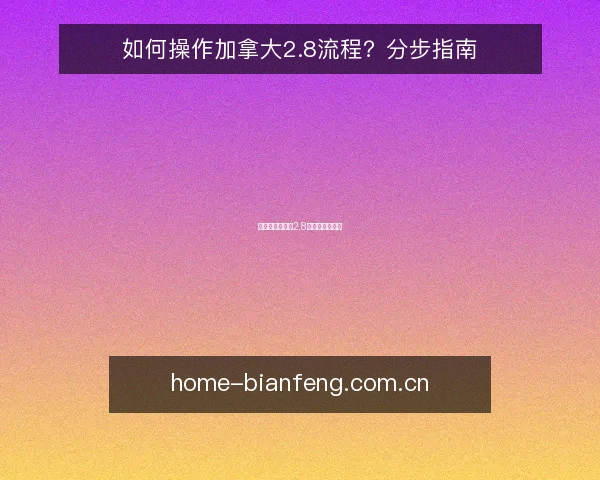 如何操作加拿大2.8流程？分步指南